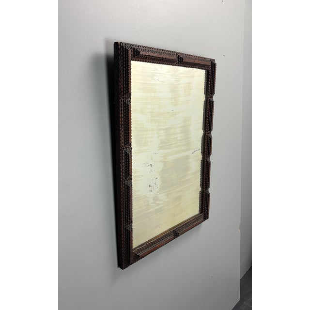Antique Tramp Art Folk Art Distressed Mirror, Belgian, 1890s For Sale - Image 11 of 13