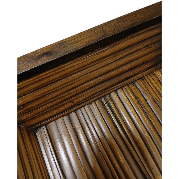 Vintage Asian 16" Dark Wood & Bamboo Serving Tray Ethnic Home Decor Party For Sale In San Diego - Image 6 of 14