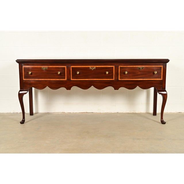 Queen Anne Henkel Harris Queen Anne Solid Mahogany Sideboard Credenza For Sale - Image 3 of 15