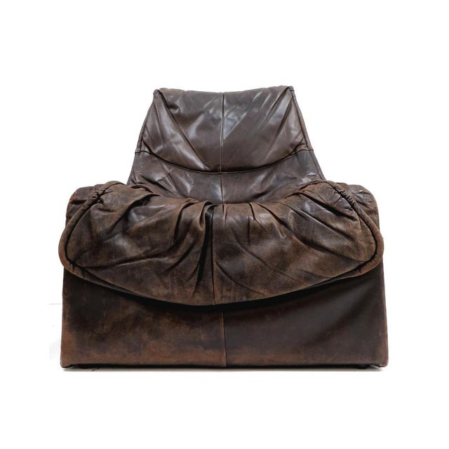 1970s Vintage Brutalist Leather Armchairs in the style of Gerard van den Berg, 1970s For Sale - Image 5 of 11