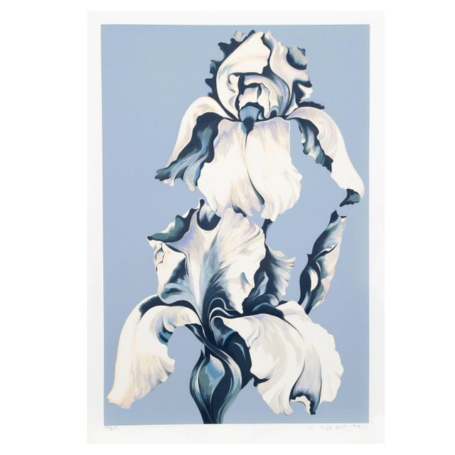 Lowell Blair Nesbitt -White Irises/Blue Serigraph For Sale