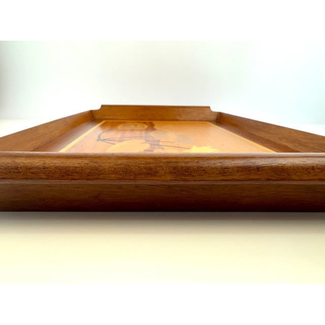 Vintage Philippine Marquetry Wood Frog & Lily Pad Serving Tray For Sale - Image 11 of 13
