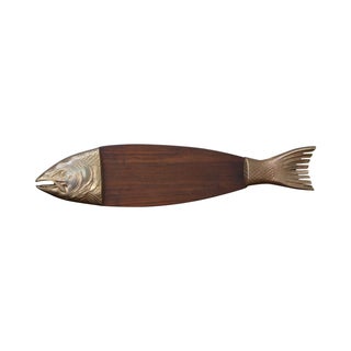 Vintage Mid Century Teak Salmon Cutting Board For Sale
