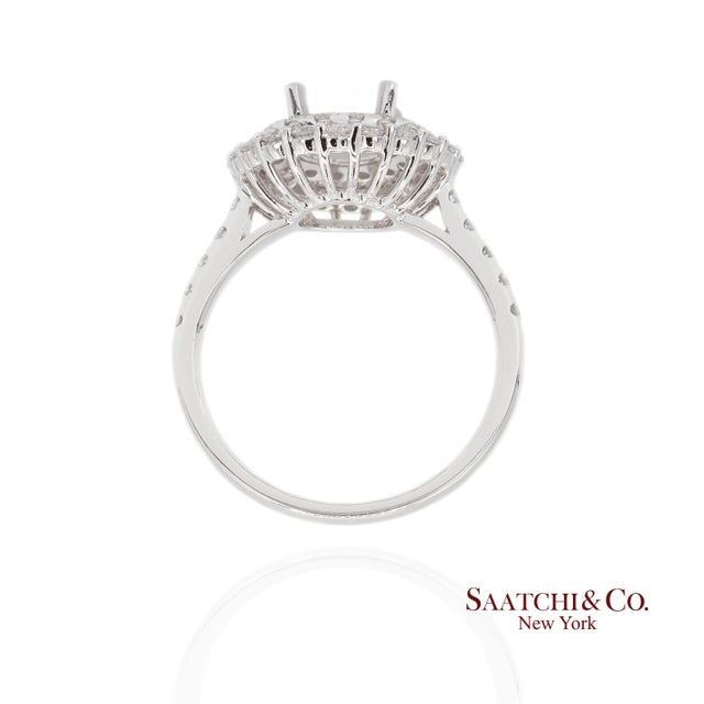 Early 21st Century Platinum 950 Natural Brilliant Diamond Semi Mount Ring Size 6.5 For Sale - Image 5 of 9