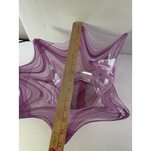 Vintage Large Vintage Lavorazione Arte Murano Purple Pink Glass 8 Point Starfish Bowl For Sale - Image 4 of 12