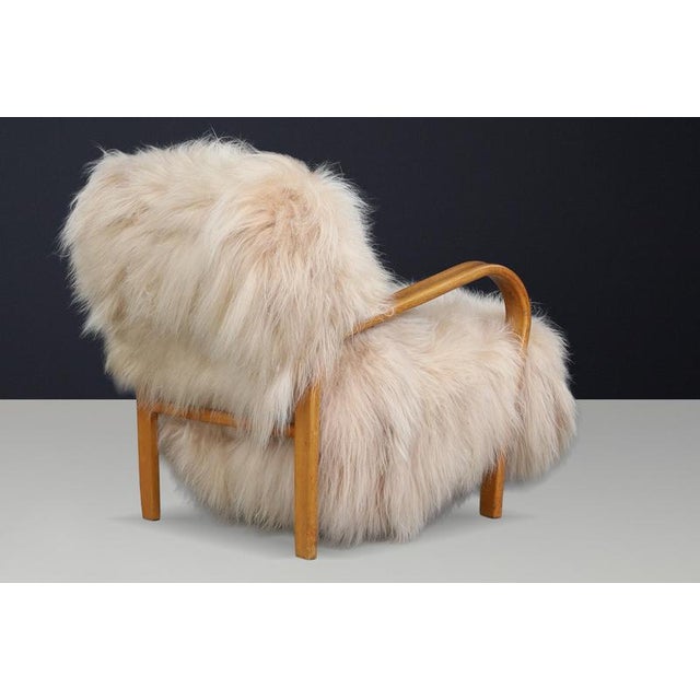 Lounge Chair in Patinated Bentwood by Kozelka & Kropáček, 1940s For Sale - Image 3 of 18