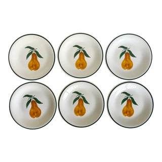 Set of 6 Furio Ceramic Pear Plates Made in Italy For Sale
