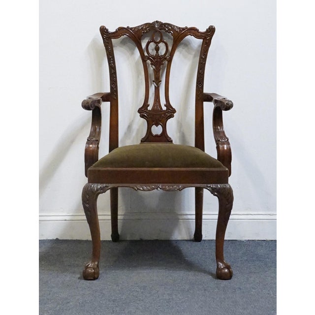 Chippendale Henredon Furniture Solid Mahogany Traditional Chippendale Style Dining Arm Chair For Sale - Image 3 of 9