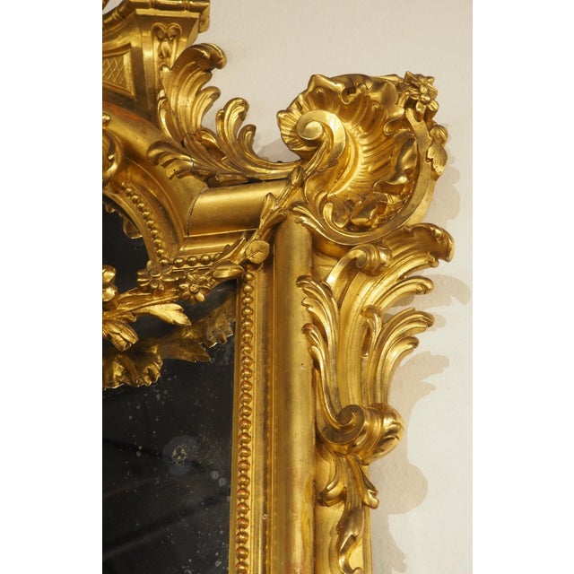 A Grand Antique French Napoleon III Gold Leafed Mirror, Circa 1860 For Sale - Image 11 of 18
