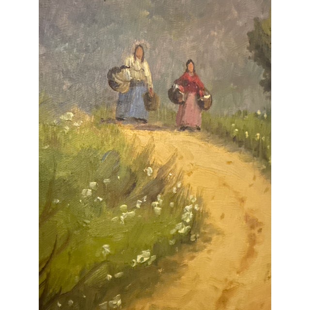 Rustic European Mid-Century Chilean Landscape Oil Painting, Signed & Dated 1957, Original Frame For Sale - Image 3 of 10