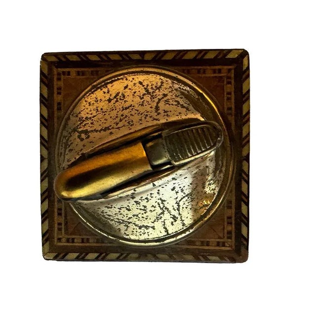 Early 20th Century Rare Antique Middle Eastern Moorish Mother of Pearl Inlaid Marquetry Keyed Box With Matching Table Lighter For Sale - Image 12 of 12