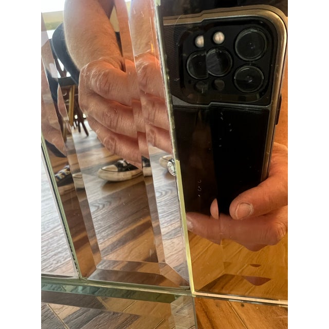Vintage 1970s Postmodern Art Deco Skyscraper Beveled Large Wall Mirror 1980s For Sale In Palm Springs - Image 6 of 8