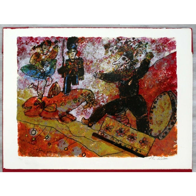 Ruby Red Mid Century Modern Theo Tobiasse Steadfast Soldier Litho 224/350 h.c Anderson For Sale - Image 8 of 8