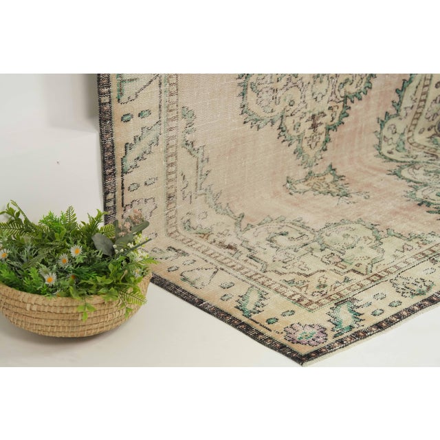Beige 1970s Vintage Turkish Handmade Wool Cotton Beige Area Rug For Sale - Image 8 of 13