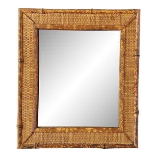 Vintage Bamboo & Rattan Mirror For Sale