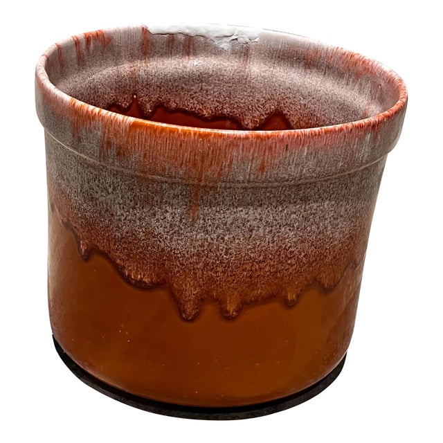 Vintage Orange Drip Glaze Planter in the Style of David Cressey, Mid-Century For Sale