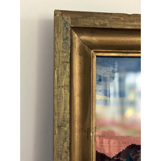 Gold Vintage 1960s Gilt-Framed Needlepoint Landscape Artwork - a Pair For Sale - Image 8 of 11