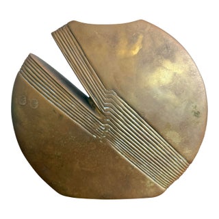 Vintage Regency Brass Abstract Vase For Sale