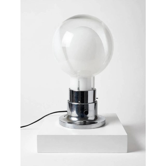 Murano Space Age Table Lamp, 1970 - Top Design Year: 1970 Space Age Color: Transparent, White, Chromed Steel Materials:...