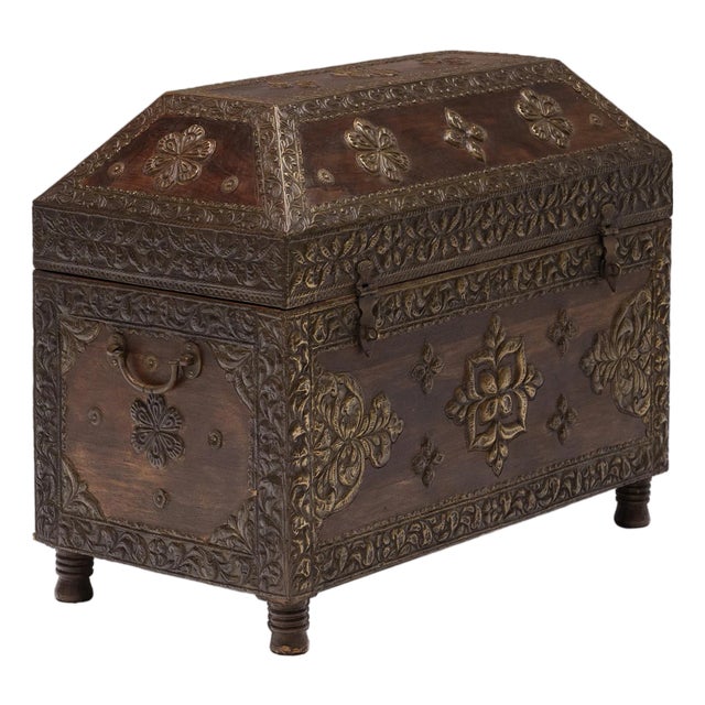 Indian Indian Brass Bound Chest, C. 1950 For Sale