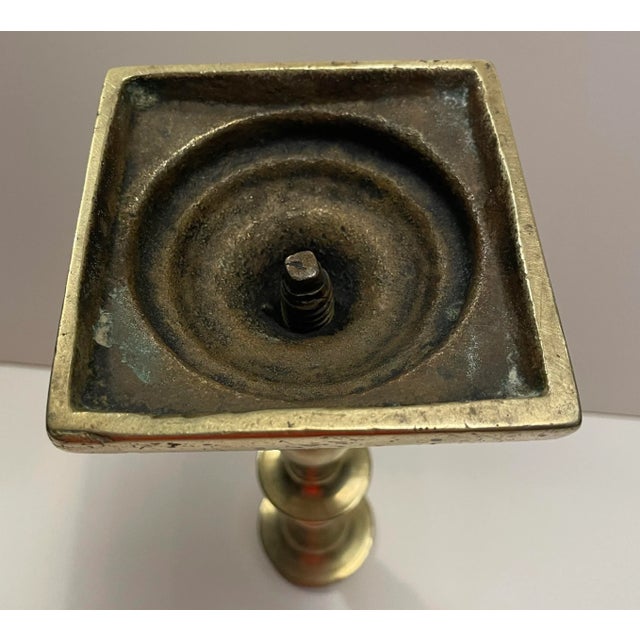 Early 19th Century Antique Heavy Brass Candlestick For Sale - Image 5 of 5