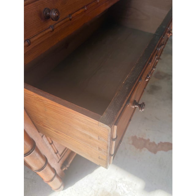 Wood Late 19th Century French Faux Bamboo Marble Top Chest of Drawers For Sale - Image 7 of 17