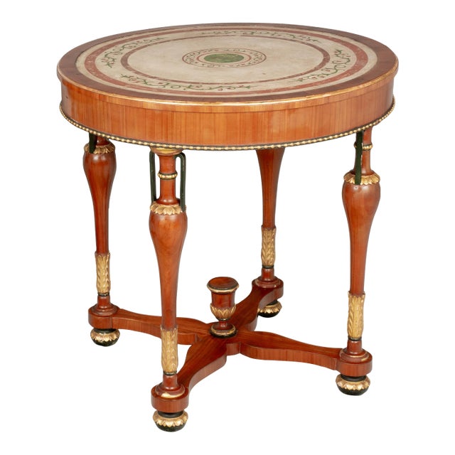 Italian Neoclassical Scagliola Top Center Table For Sale