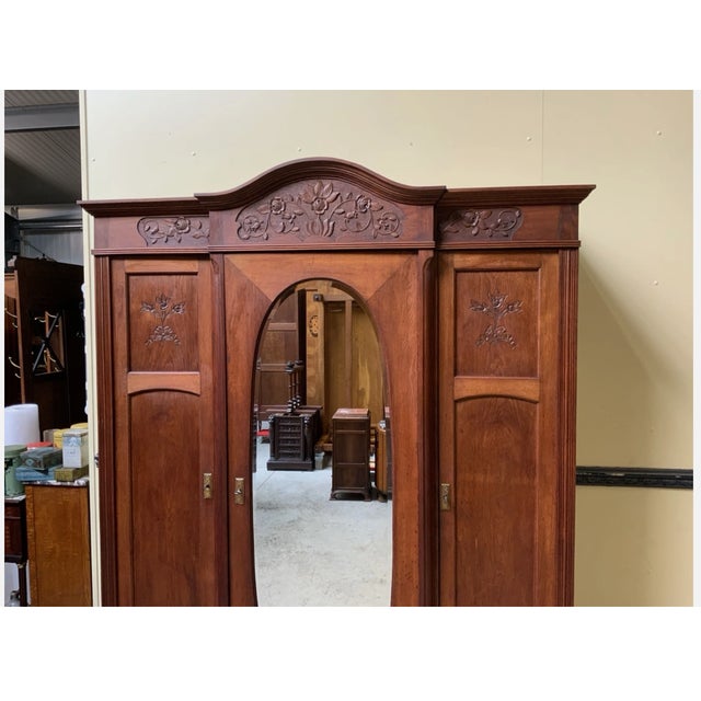 Antique Art Nouveau Wardrobe in Oak, 1890s For Sale - Image 6 of 10