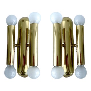 Vintage Space Age Brass Sconces, 1970s, Set of 2 For Sale
