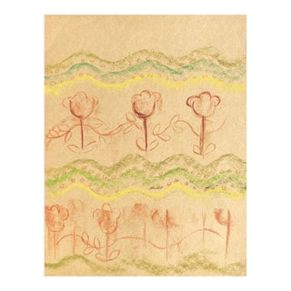 1930s Helen Malta Floral Mixed Media For Sale