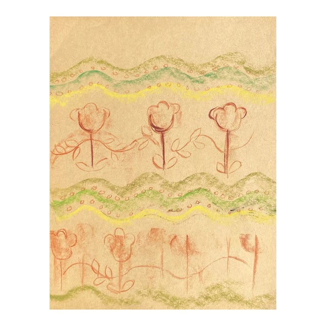 1930s Helen Malta Floral Mixed Media For Sale