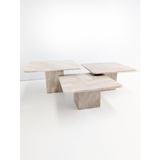 Stone Vintage Beige Corallo Marble Nesting Tables, 1980s, Set of 3 For Sale - Image 7 of 7