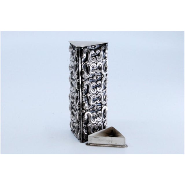 Silver Toothpick Holder Embossed on Both Sides For Sale - Image 5 of 11