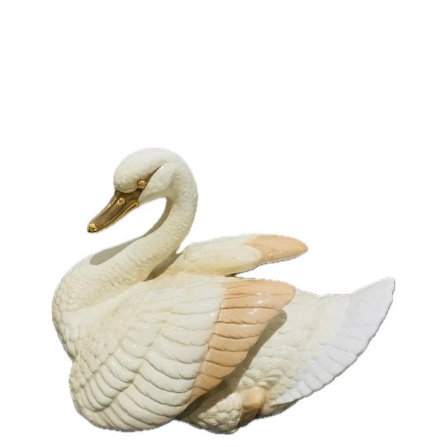 Mid 20th Century Large Italian Porcelain Swan Sculpture, Signed & Number For Sale - Image 5 of 12