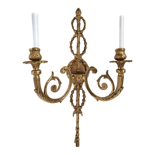 Vintage Adam Style Brass Sconce For Sale