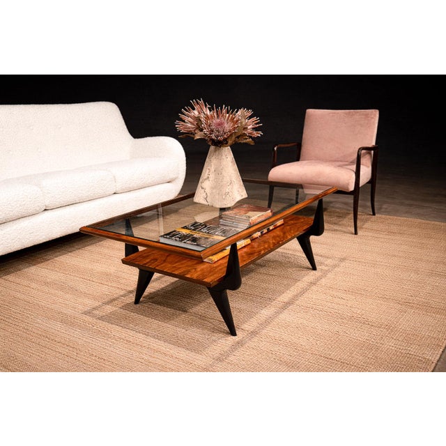 Brazilian Mid-Century Modern Coffee Table in Caviúna & Glass by Fratte, 1950s For Sale In New York - Image 6 of 14
