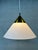 Original hanging lamp with brass fixture and opaline conical shade. Marked: Glashütte Limburg. Diameter: 40cm. Total...