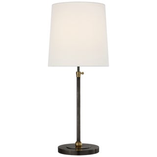 Thomas O'Brien by Visual Comfort Signature Bryant Large Table Lamp in Bronze and Hand-Rubbed Antique Brass with Linen Shade For Sale