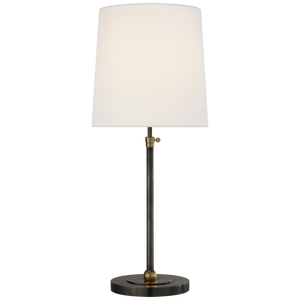 Thomas O'Brien by Visual Comfort Signature Bryant Large Table Lamp in Bronze and Hand-Rubbed Antique Brass with Linen Shade