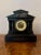 Quality antique Victorian eight day marble mantle clock, having a quality black slate and green marble cased mantel clock...