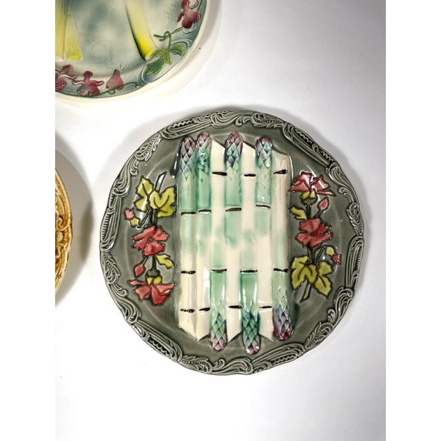 Longchamp Antique French Asparagus Wall Plates - Gallery Wall - Set of 5 - Including Longchamp & Onnaing For Sale - Image 4 of 12