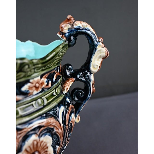 Brown Antique Art Nouveau Majolica Planter, 1800s For Sale - Image 8 of 18