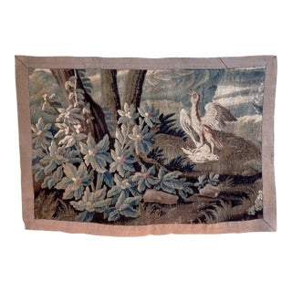 Antique Verdure Tapestry – Large Bird & Prey Scene For Sale