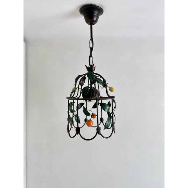 Metal French Citrus Fruit Tole Cage Chandelier by J.P. Ryckaert, 1990s For Sale - Image 7 of 18