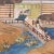 A finely-drawn Kano School watercolor and gouache showing figures in kimonos on a bridge and seated beside a stylized...