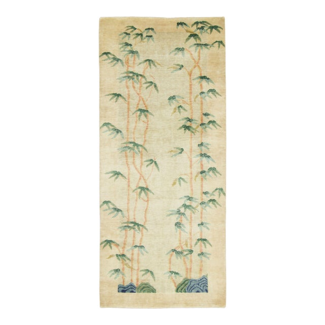 Contemporary Chinese Deco Style Wool Runner by Rug & Kilim, India For Sale