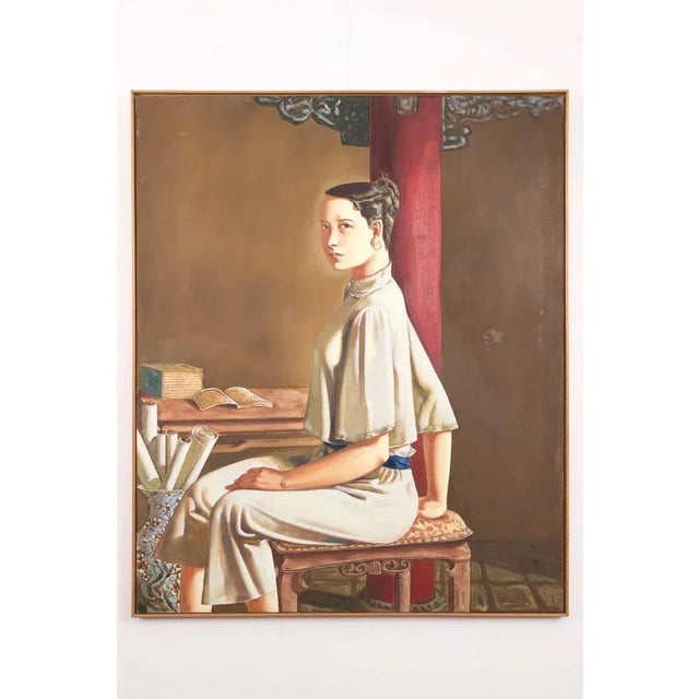 Chen Yun Wang, Woman in Front of Pillar For Sale - Image 4 of 4