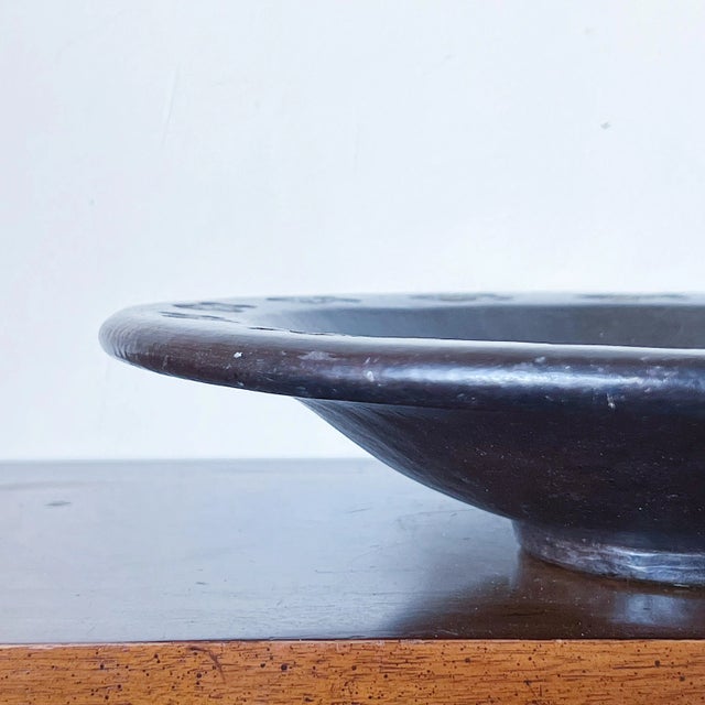 Tribal MId-Century Hand Turned African Plate With Carved Fish Design in Gold Finish For Sale - Image 3 of 5