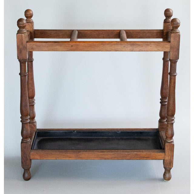 Antique English Tiger Oak Umbrella Stick Stand For Sale - Image 4 of 10