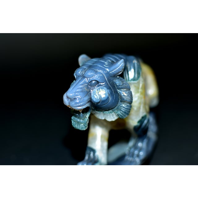 Large Gemstone Tiger Statue Agate With Crystal Geodes For Sale - Image 12 of 14